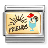 Nomination Composable Classic Link 030289/08 Friends with Cocktail in 18K Gold and Enamel